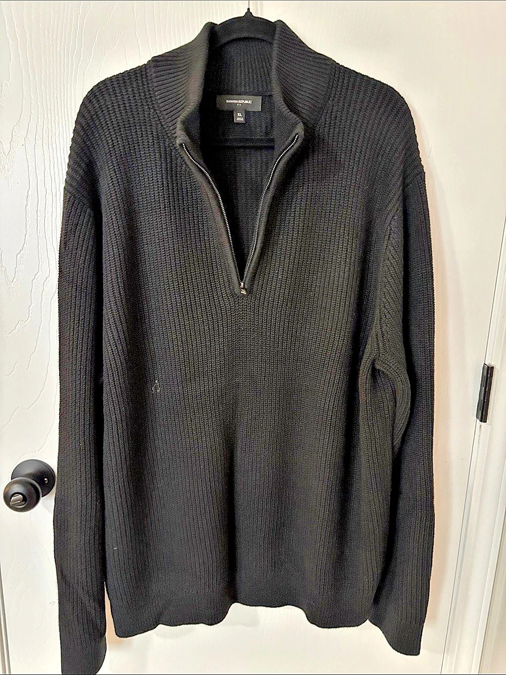 Banana Republic Ribbed Quarter-Zip Sweater Black Half-Zip Sweater Size XL